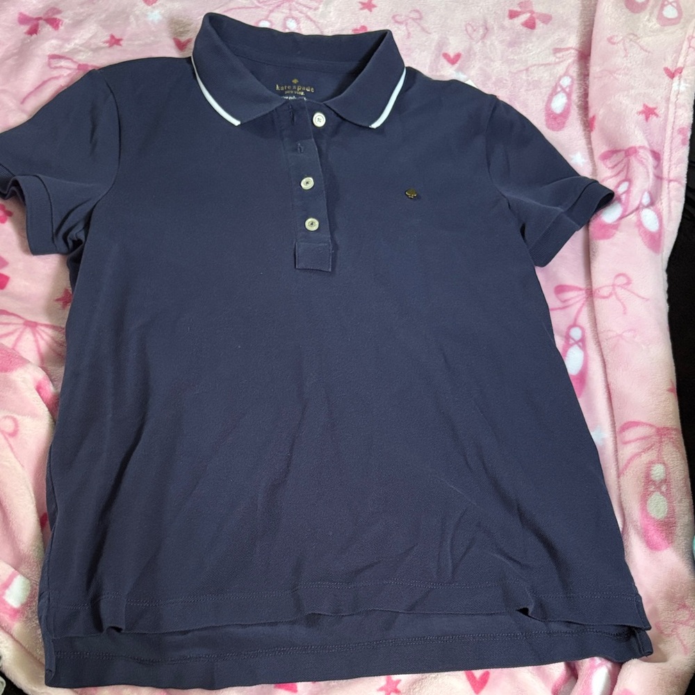 Kate Spade Woman’s Dark Blue Polo with Gold Accents Size L.